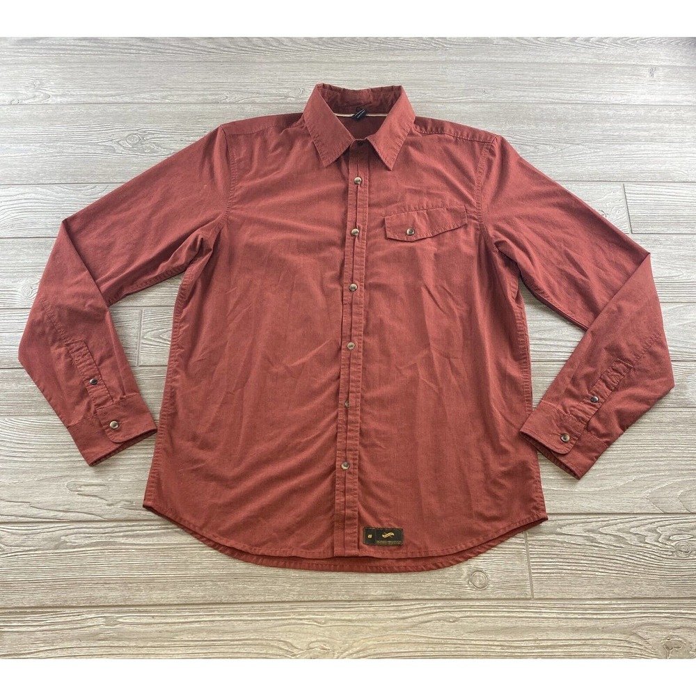 Armada Providence Woven Shirt Cotton Men's Large Rust Red Button-up Collar